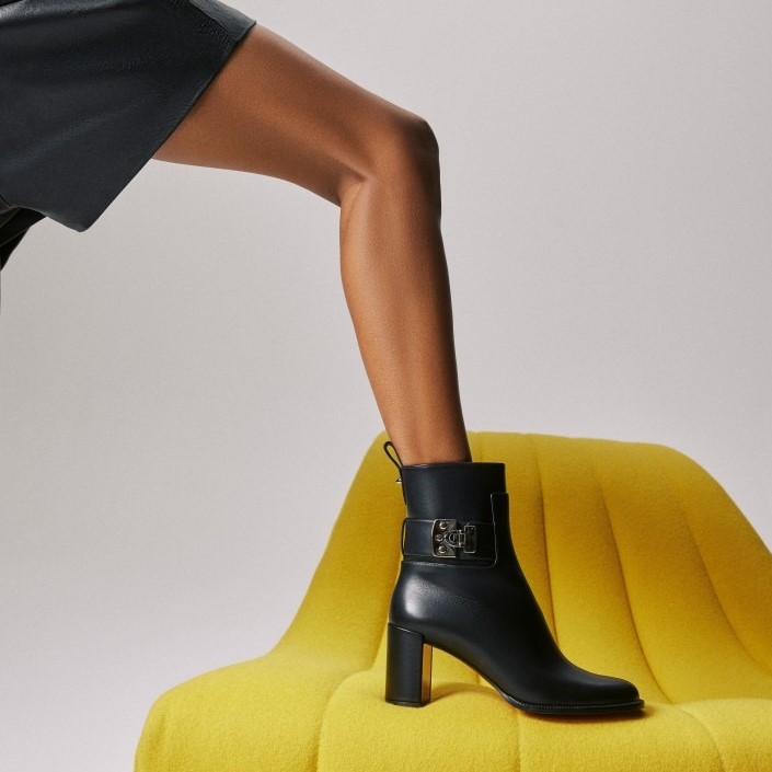 Chr1st1an Louboutin Booty Lock Low Boots Black For Women 70mm 1250114BK01