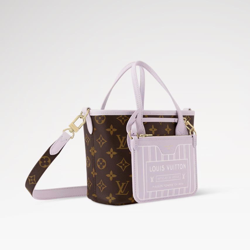 [True-to-ORIGINAL] L0vis Vvtt0n Neverfull Bandoulière Inside Out BB Misty Lilac For Women 26cm/10.4in M25656