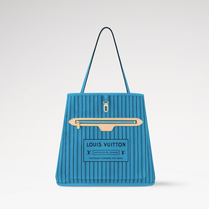 [True-to-ORIGINAL] L0vis Vvtt0n Neverfull Bandoulière Inside Out MM Gaston Blue For Women 12.2in/31cm M13753