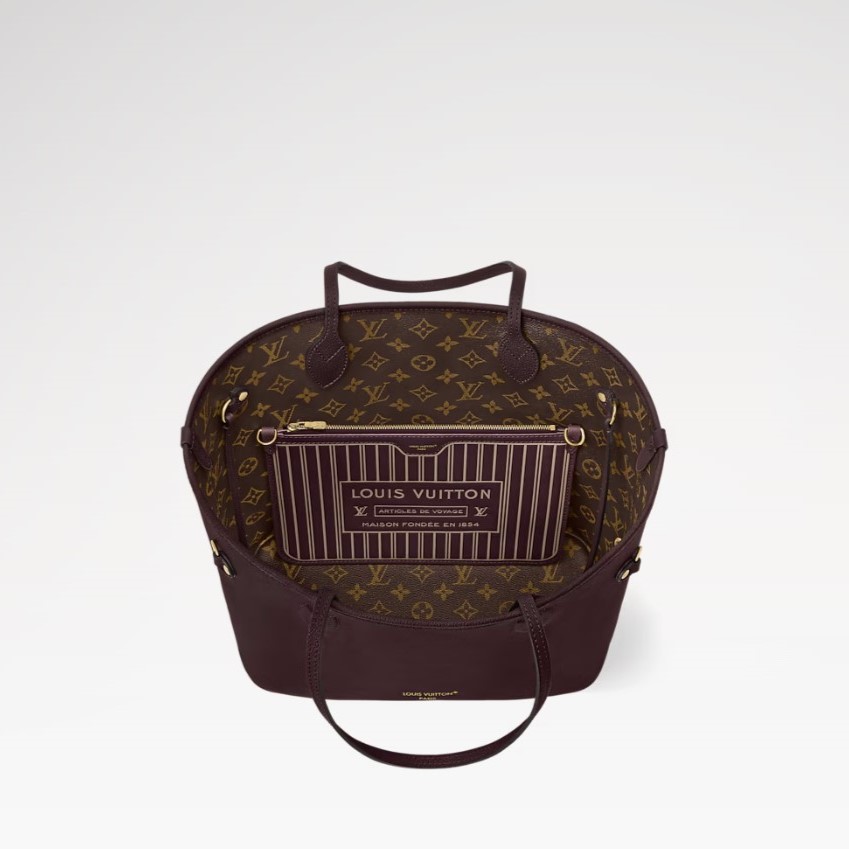 [True-to-ORIGINAL] L0vis Vvtt0n Neverfull Inside Out MM Monogram Wine For Women 31cm/12.2in M25663