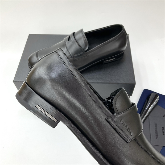 Pra*a Leather Loafers Black For Men