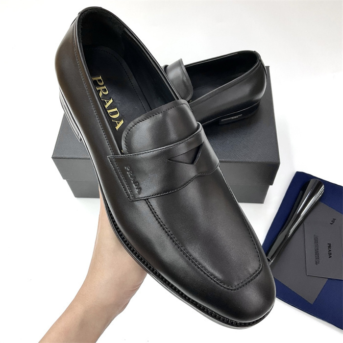 Pra*a Leather Loafers Black For Men