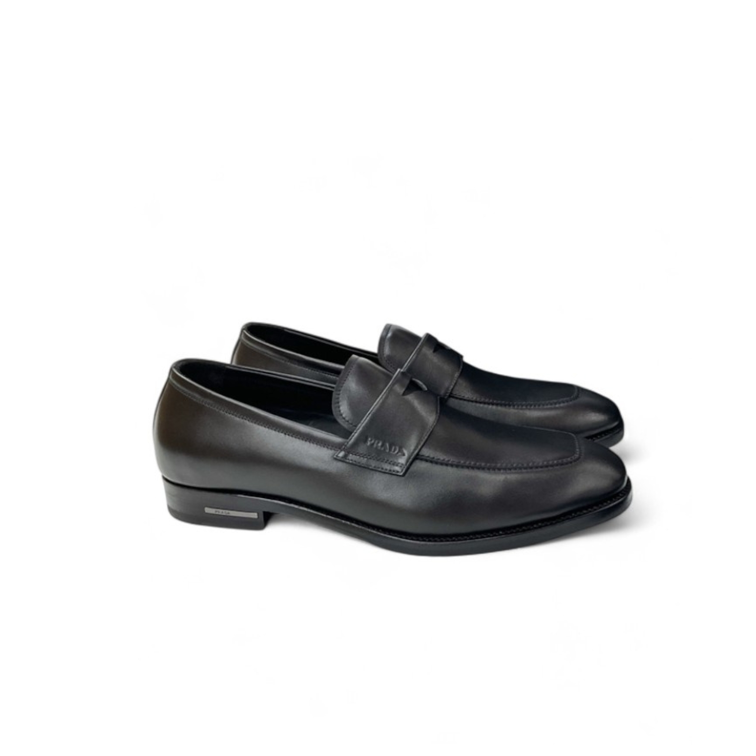 Pra*a Leather Loafers Black For Men