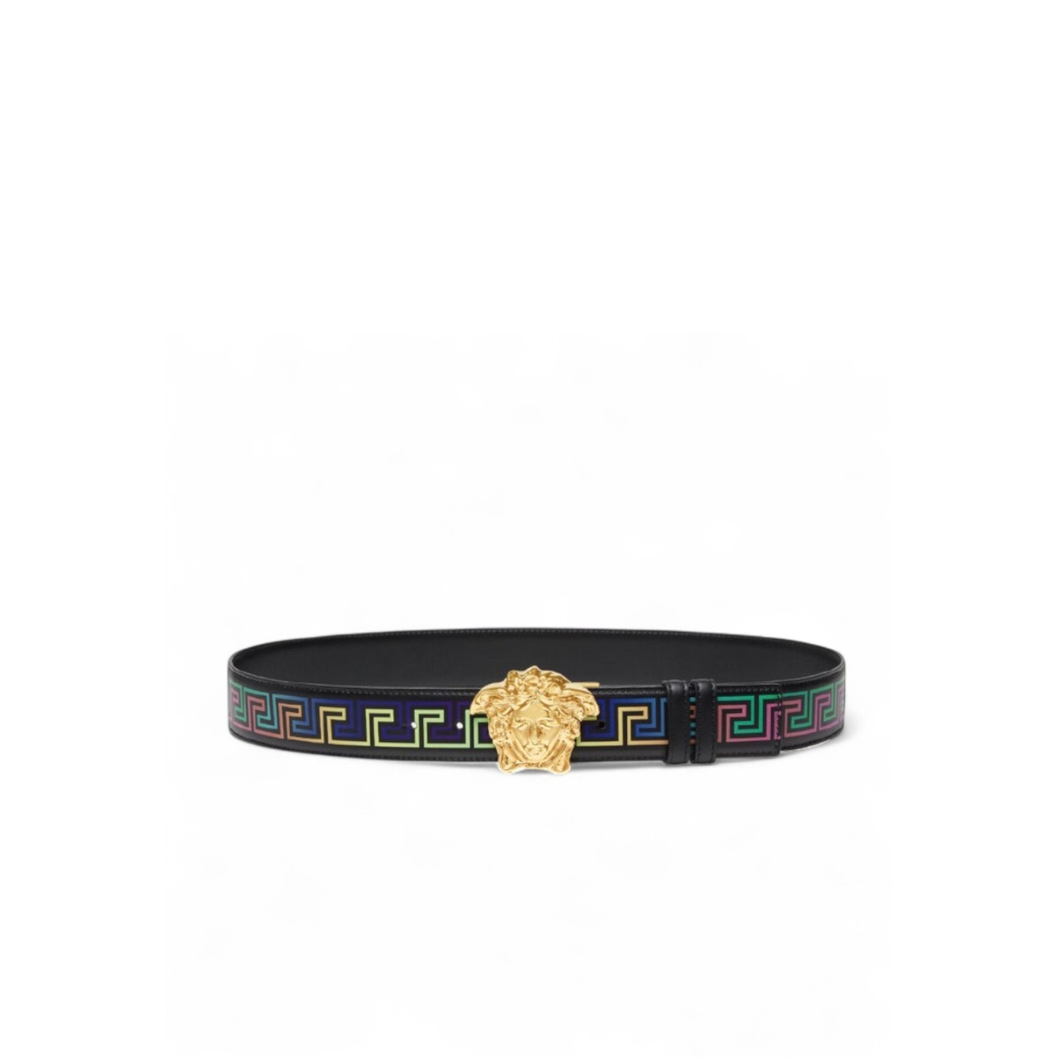 Versace La Medusa Greca Neon Print Belt Black 4cm For Men DCU6705-1A00872-5B02V