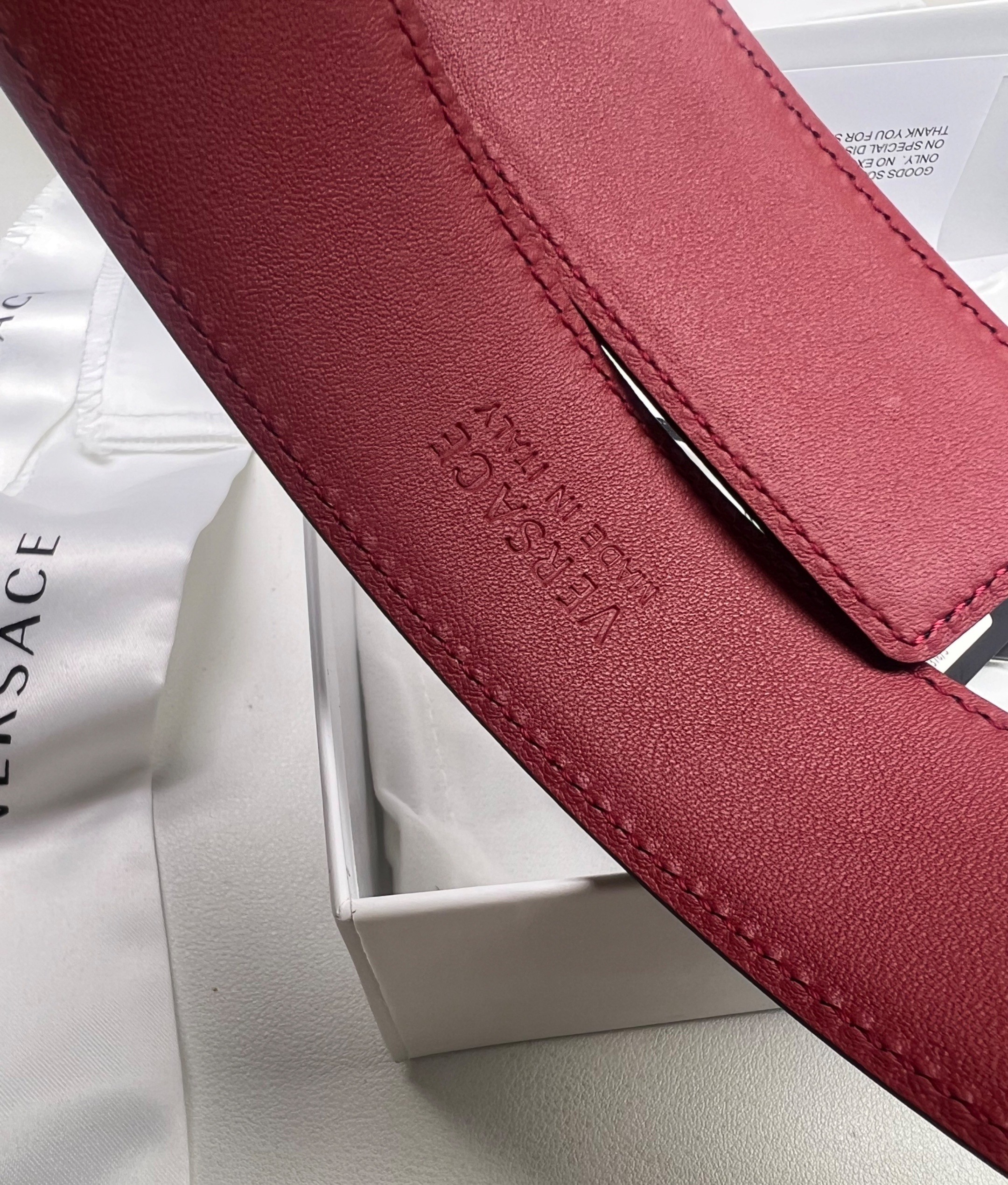 Versace Medusa Head Belt Black/Red 3cm For Men