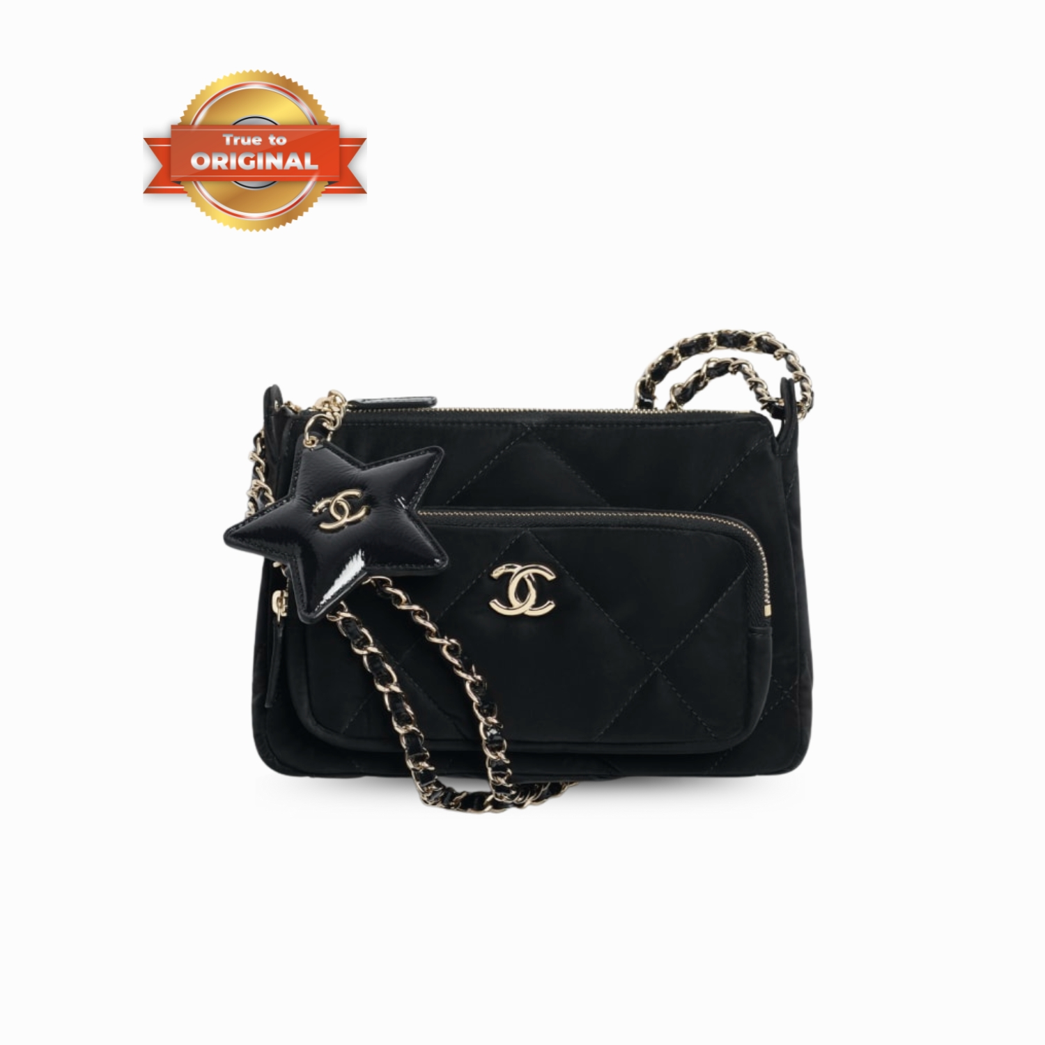 [True-to-ORIGINAL] Ch**el Clutch With Chain Black For Women 8.3in/21cm‎ AP4771-B21406-94305
