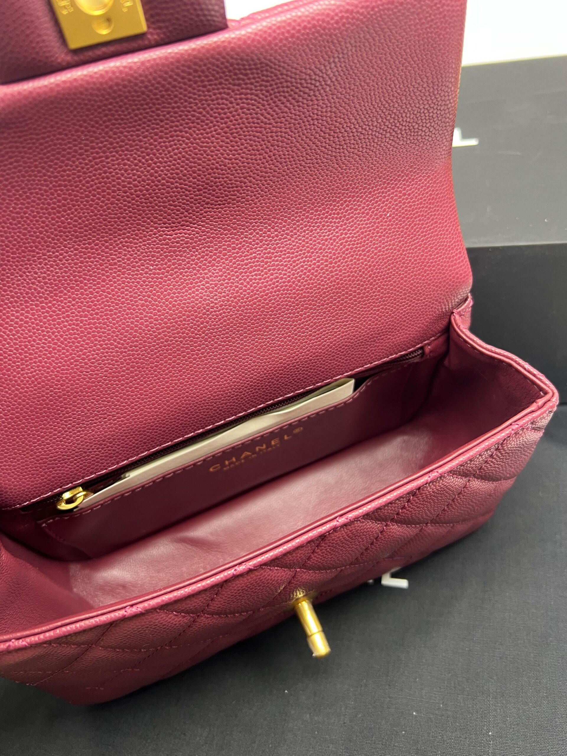 [True-to-ORIGINAL] Ch**el Flapbag With Top Handle Burgundy For Women 7.7in/19.5cm