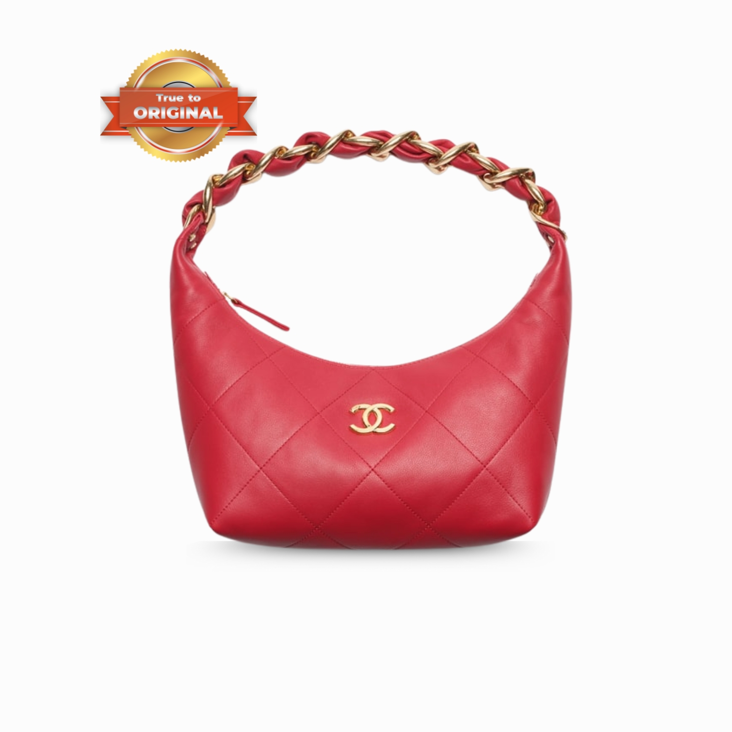 [True-to-ORIGINAL] Ch**el Hobo Handbag Red For Women 11in/28cm‎ AS5837-B22140-U3658