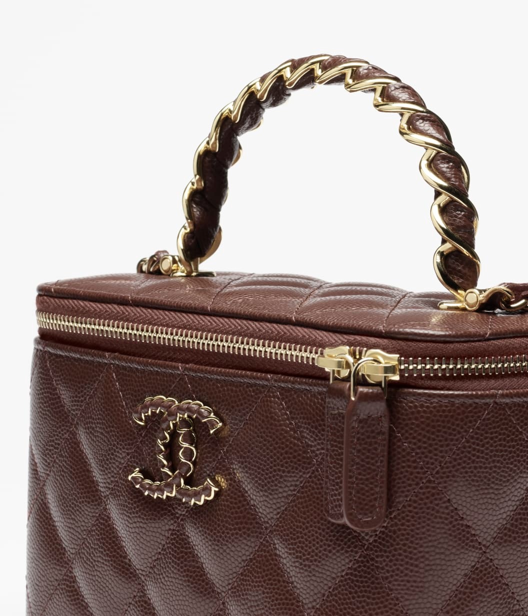 [True-to-ORIGINAL] Ch**el Long Vanity With Chain Dark Brown For Women 6.7in/17cm‎ AP4872-B22044-U3661