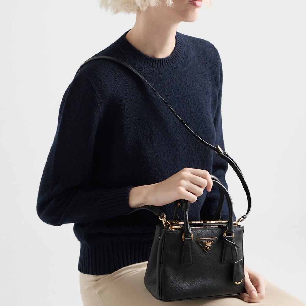 [True-to-ORIGINAL] Pra*a Galleria Saffiano Mini Bag Black For Women 7.8in/20cm 1BA906_NZV_F0002_V_EOM