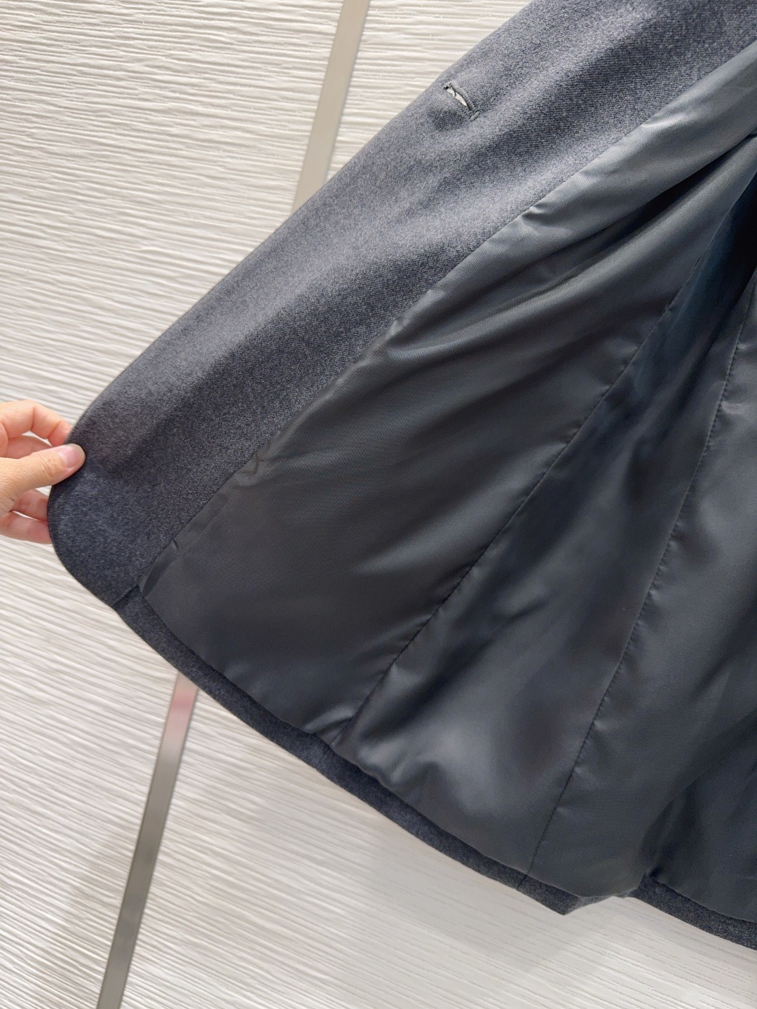 Pra*a Belted Tailored Blazer With Triangle Logo Grey For Women