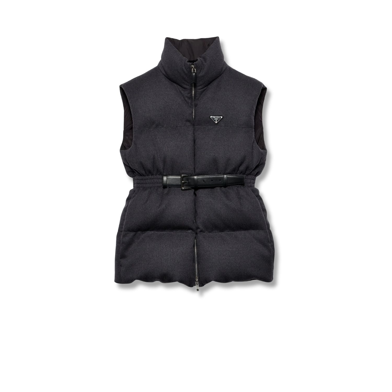 Pra*a Belted Down Padded Gilet Dark Grey For Women
