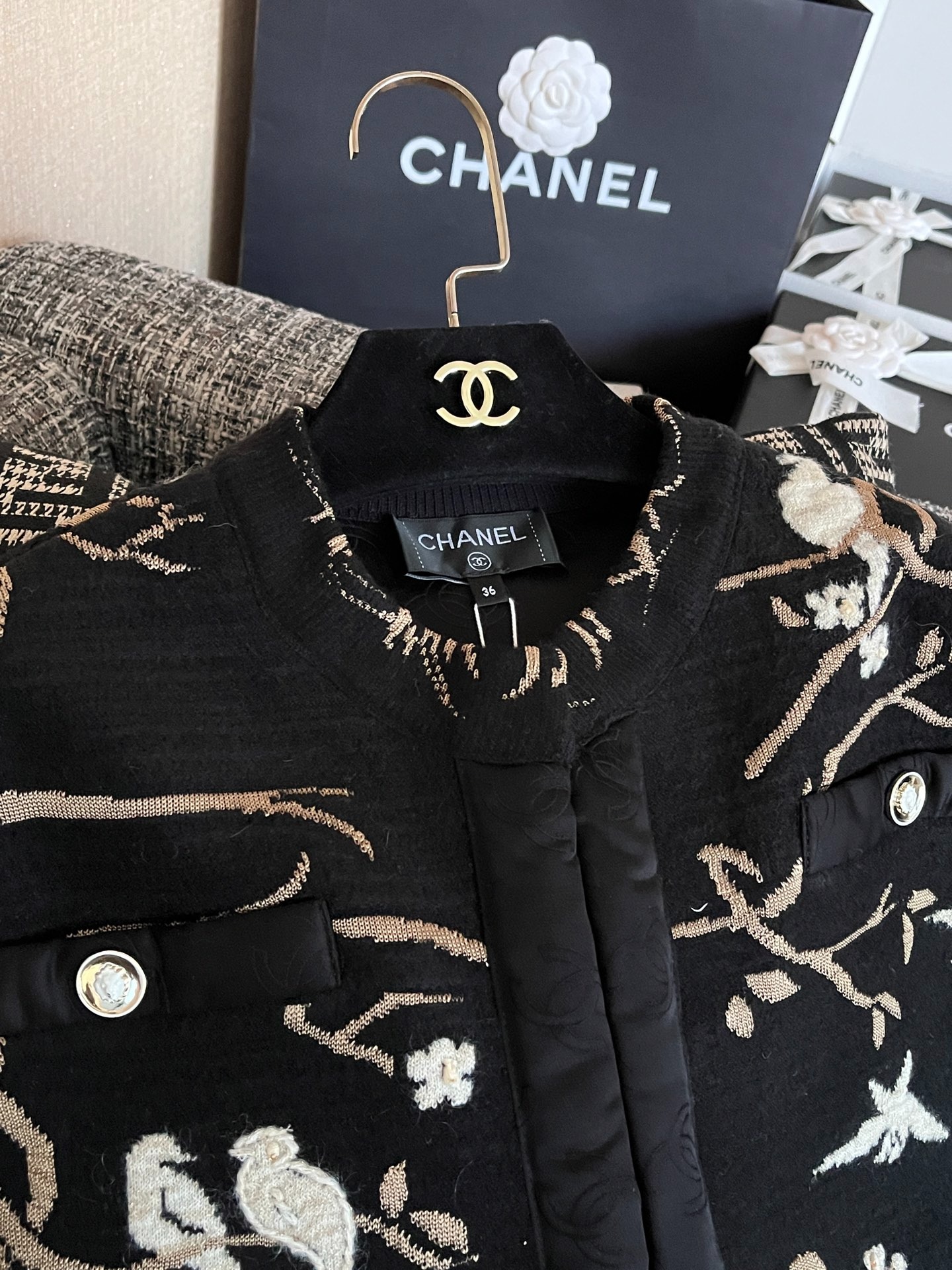 Ch**el Elegant Cropped Jacket Black For Women