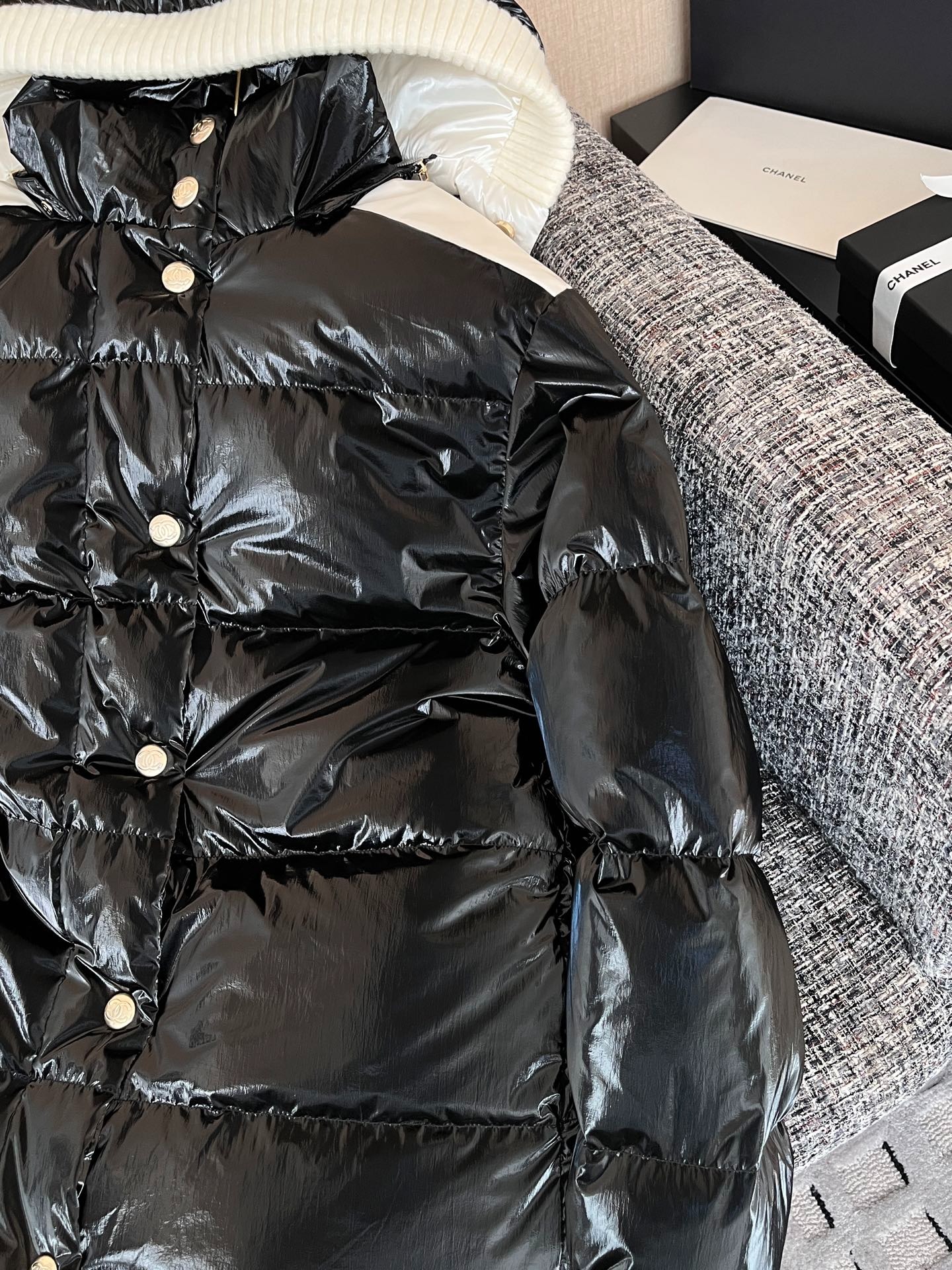 Ch**el Puffer Coat Black For Women