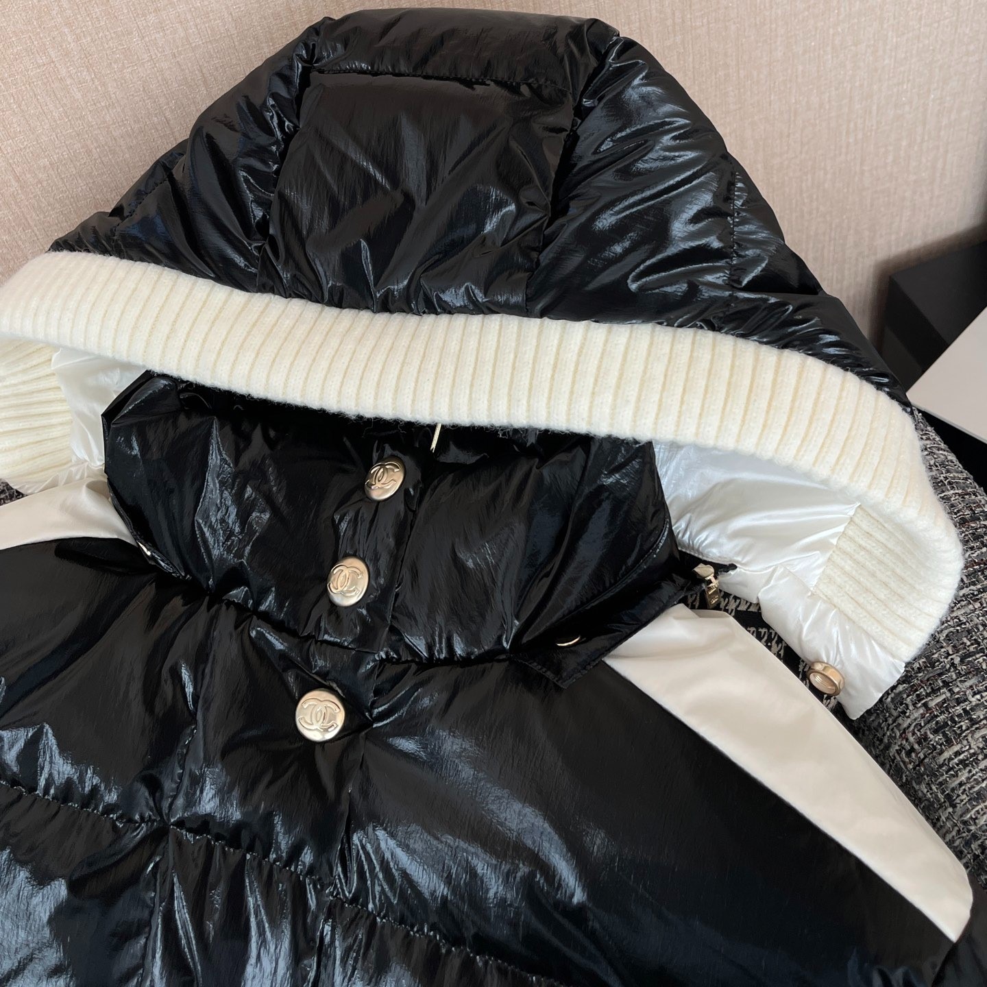 Ch**el Puffer Coat Black For Women