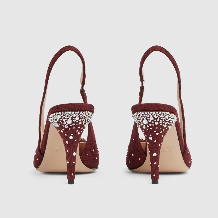 Gvc*1 Slingback Pump With Crystal Horsebit Rosso Ancora Red For Women 812176 FAD21 8552