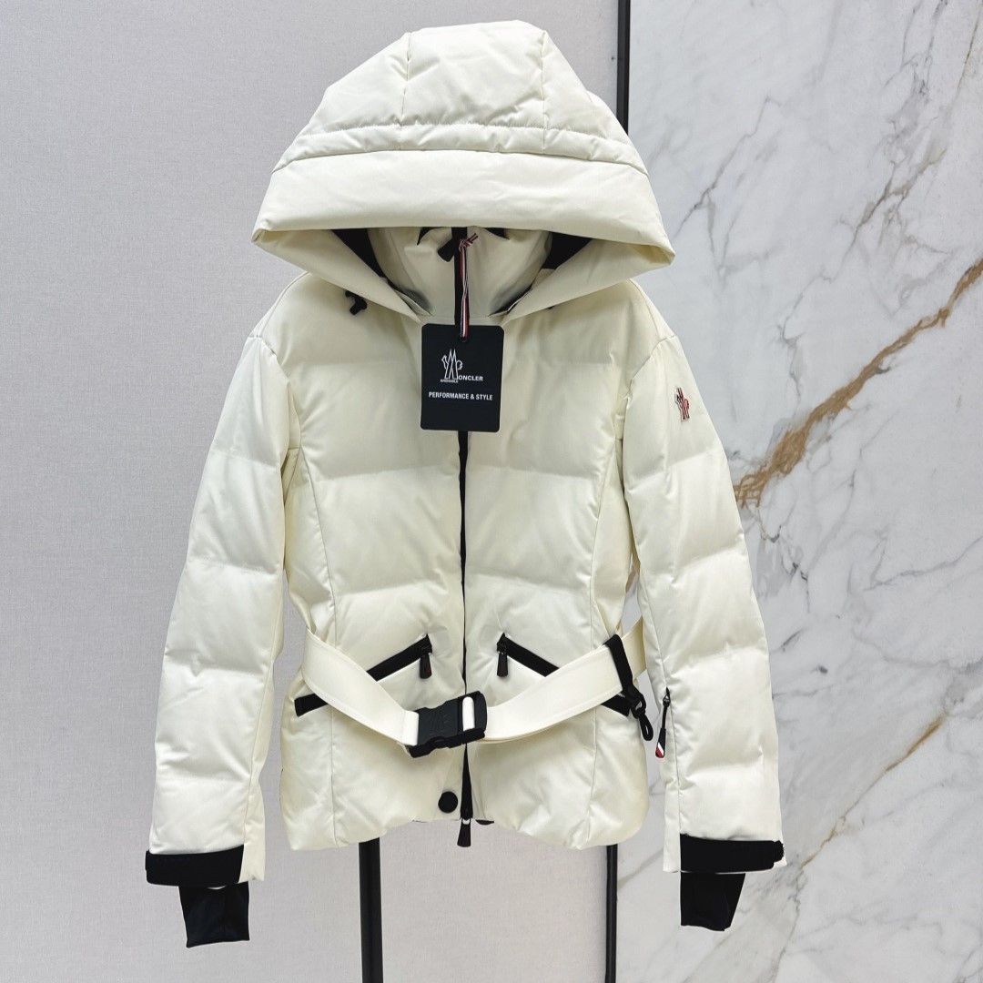Moncler Tolima Hooded Down Ski Jacket White For Women