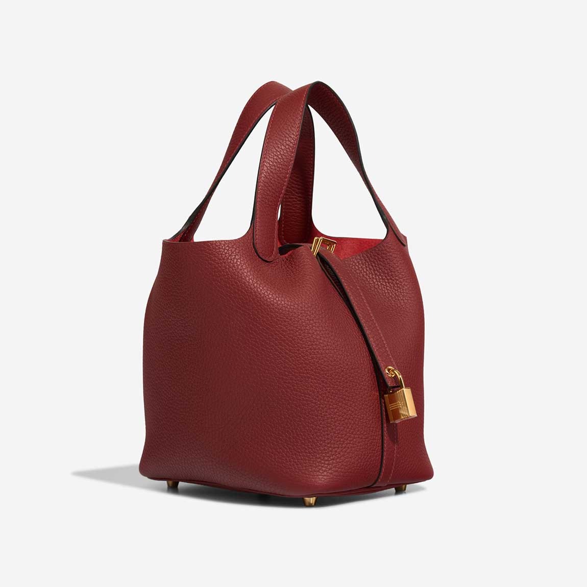 H**me5 Picotin 18 Taurillon Clémence Rouge H Red Gold Hardware 7.1in/18cm For Women H056289CC55