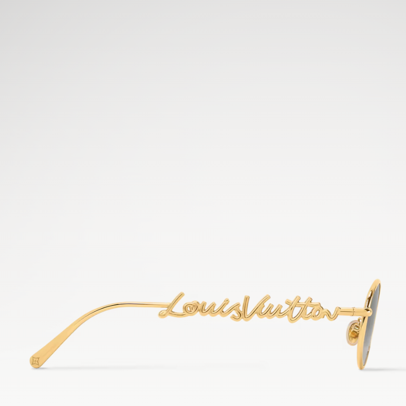 L0vis Vvtt0n LV Script Metal Round Sunglasses Gold Hardware For Women Z3171U