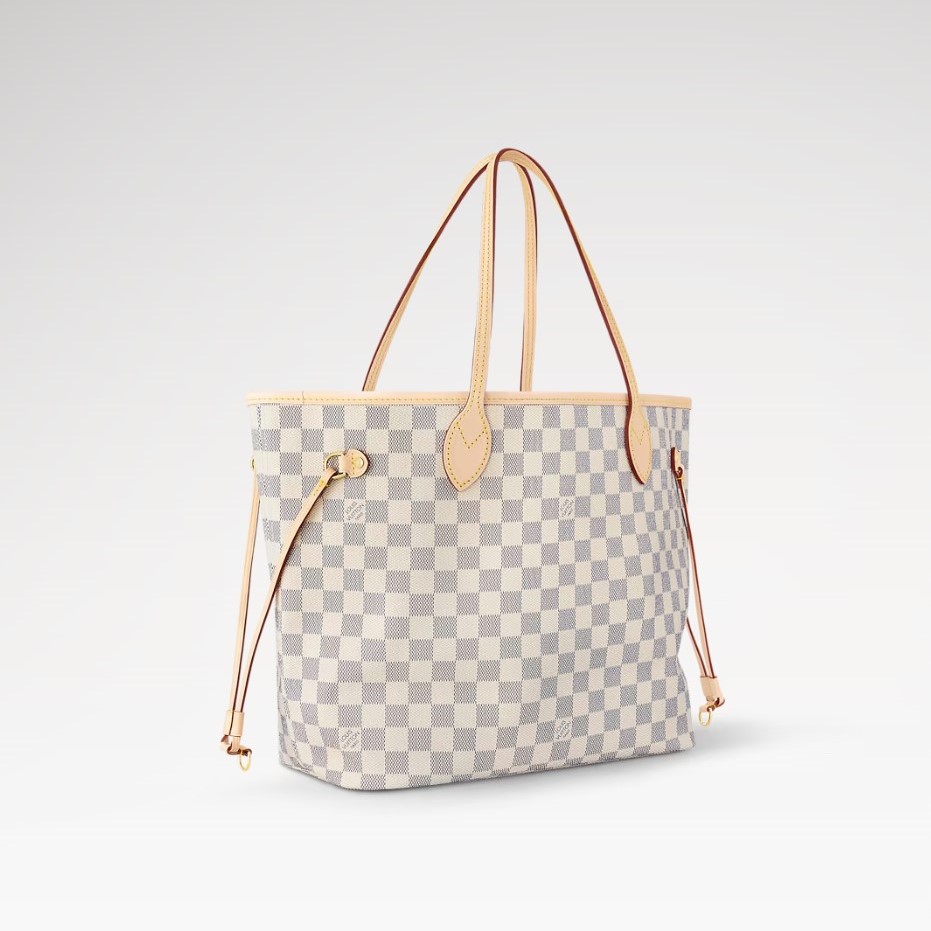 L0vis Vvtt0n Neverfull MM Tote Bag Damier Azur Canvas Beige For Women 31cm/12.2in N40604