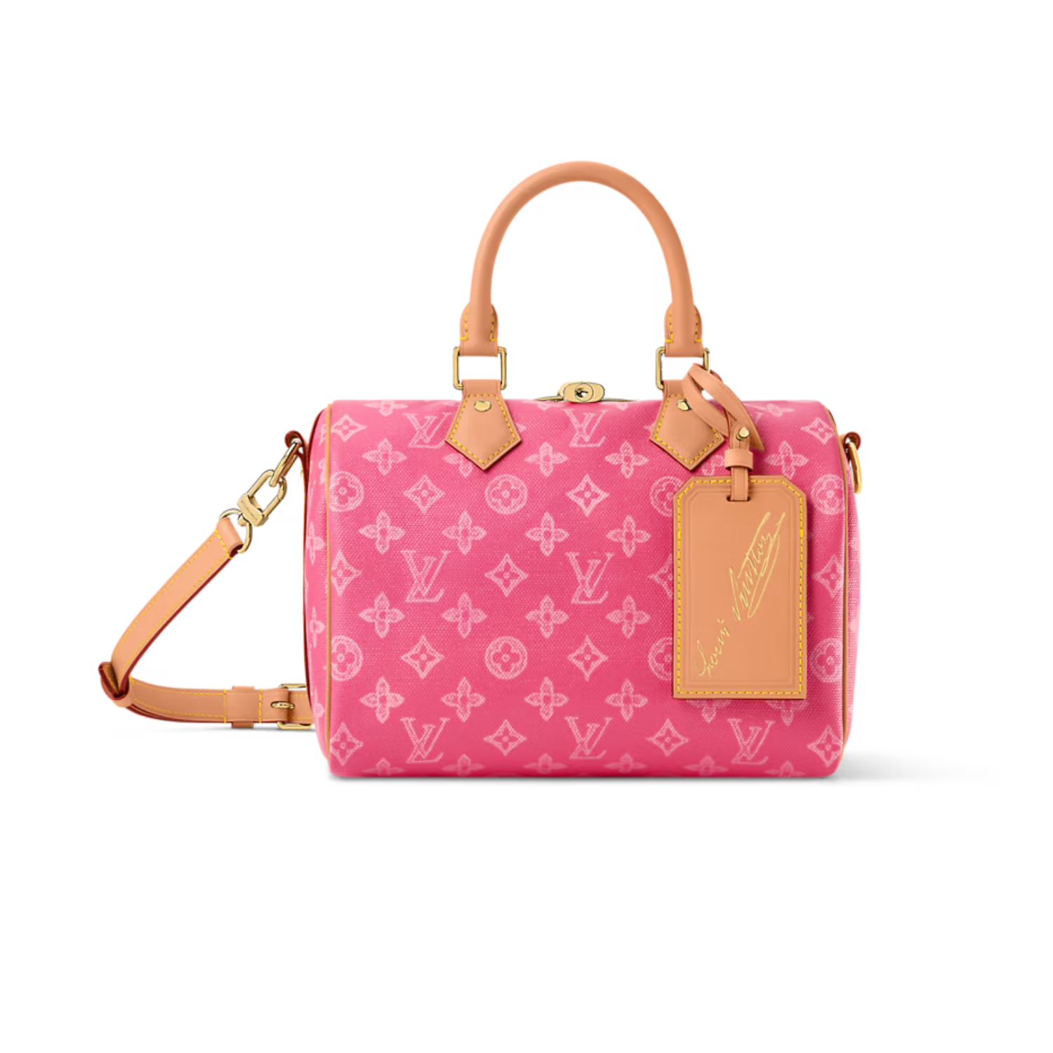 L0vis Vvtt0n Speedy Bandouliere 25 Monogram Origine Rose Ruban For Women 9.8in/25cm M27528