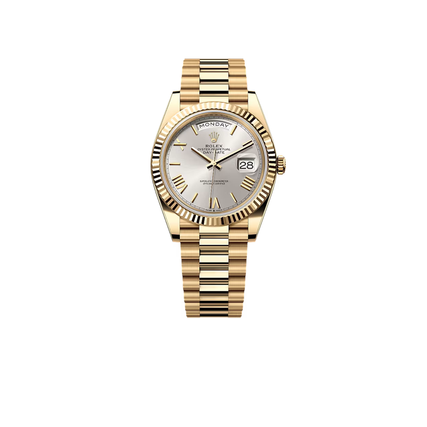 R01ex Day-Date 36 Watch Gold Toned Silver Dial 36mm For Men