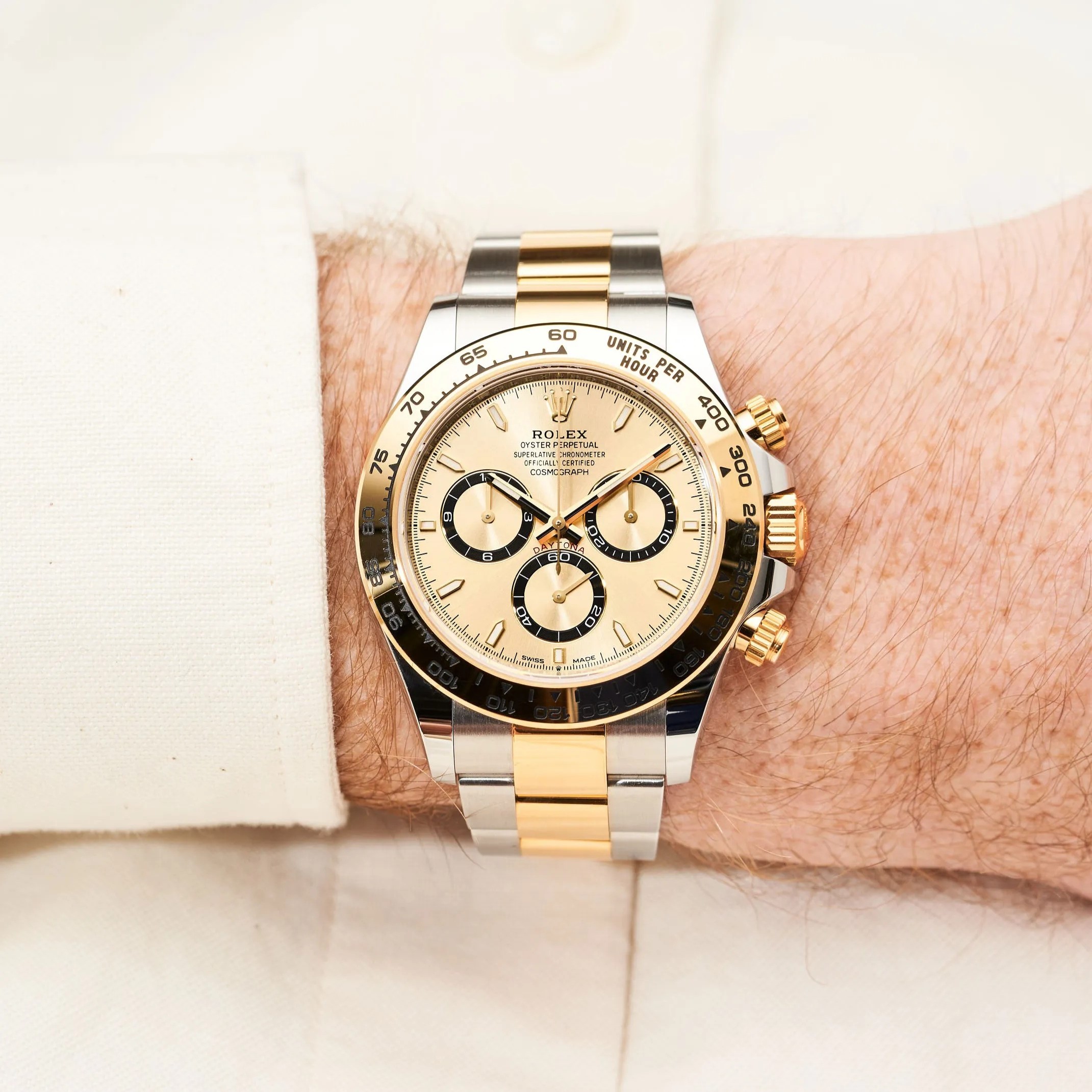 R01ex Cosmograph Daytona 40 Watch Silver/Gold Toned Yellow Dial 40mm For Men 126503-0004