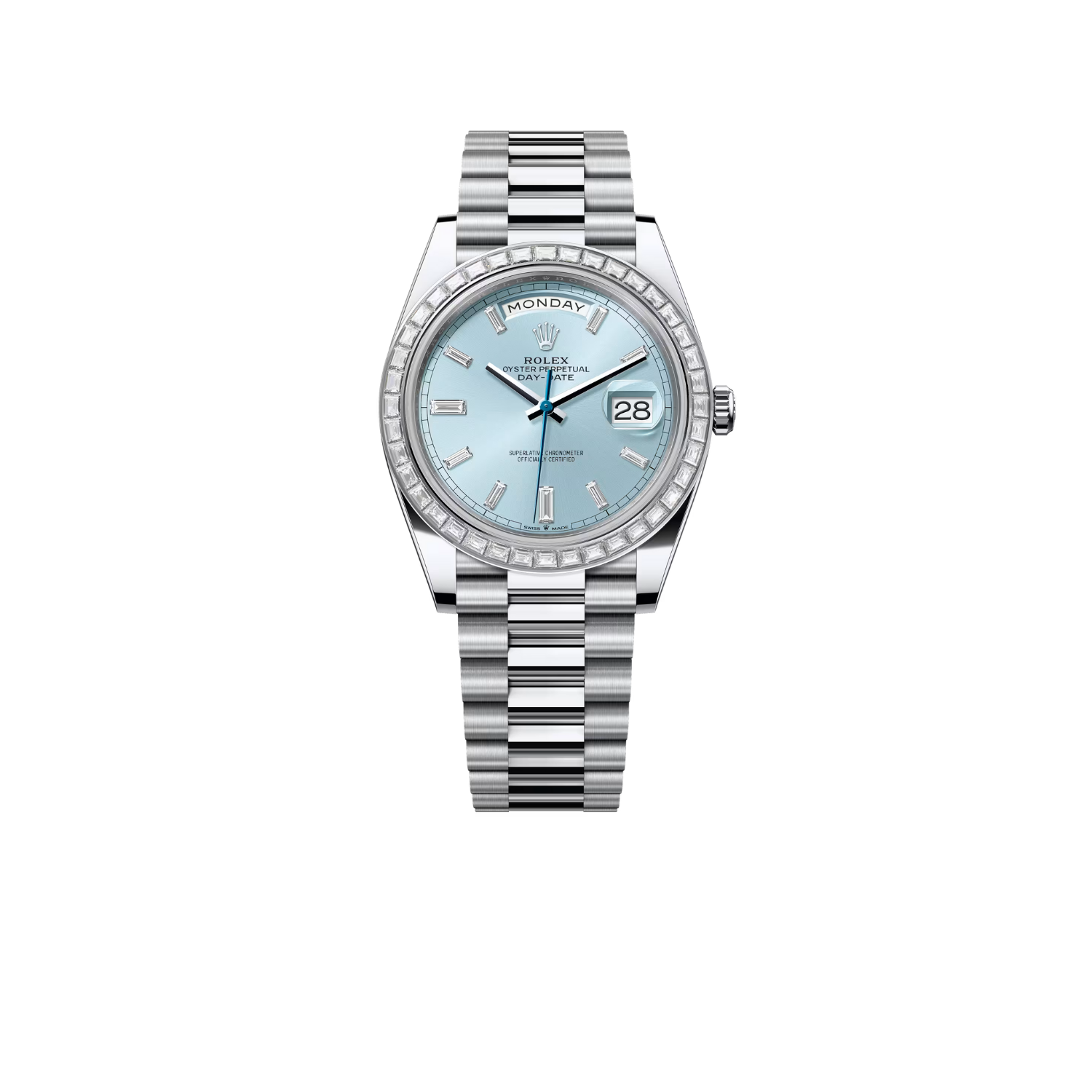R01ex Day-Date 40 Watch Silver Toned Ice Blue Dial 40mm For Men 228396TBR-0019