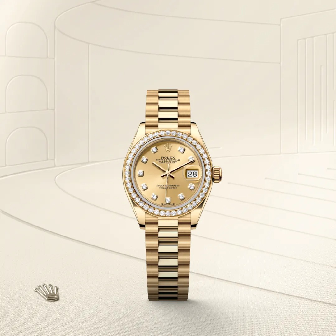 R01ex Lady-Datejust Watch Gold Toned Champagne Dial 28mm For Women M279138RBR-0023