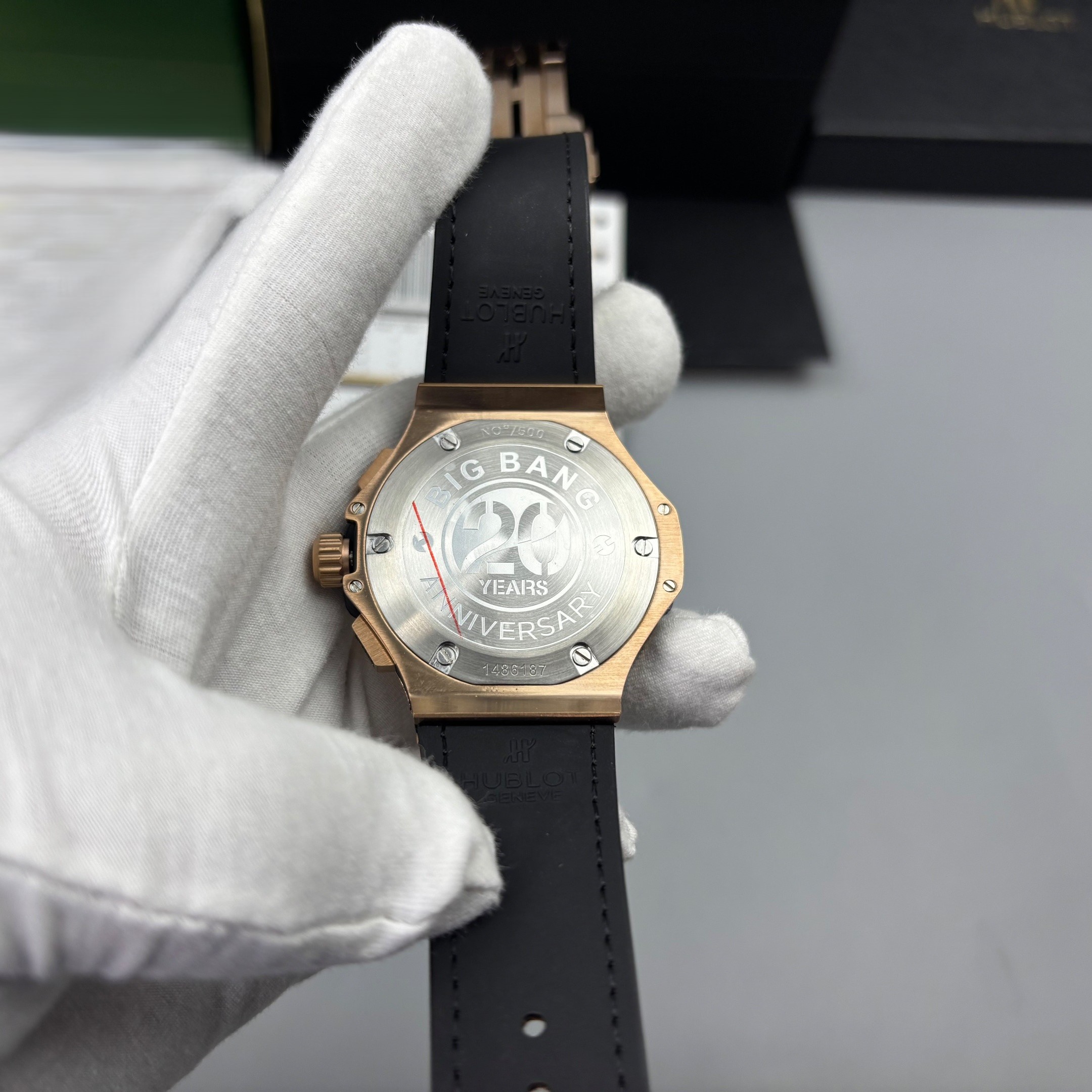 Hublot Big Bang Watch Chronograph Brown Strap Gold Dial 45mm For Men