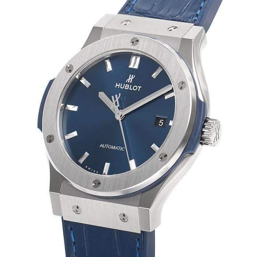 Hublot Classic Fusion Watch Automatic Silver Toned Blue Sunray Dial 42mm For Men 542.NX.7170.LR