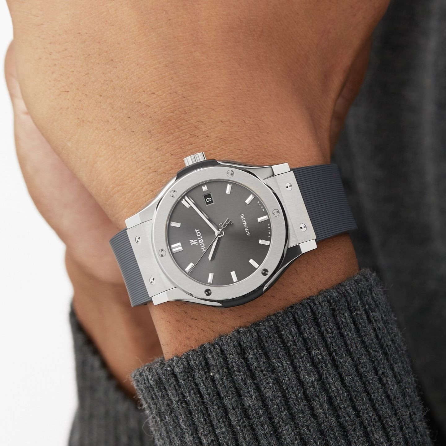 Hublot Classic Fusion Watch Racing Grey Strap Grey Dial 42mm For Men 542.NX.7071.RX