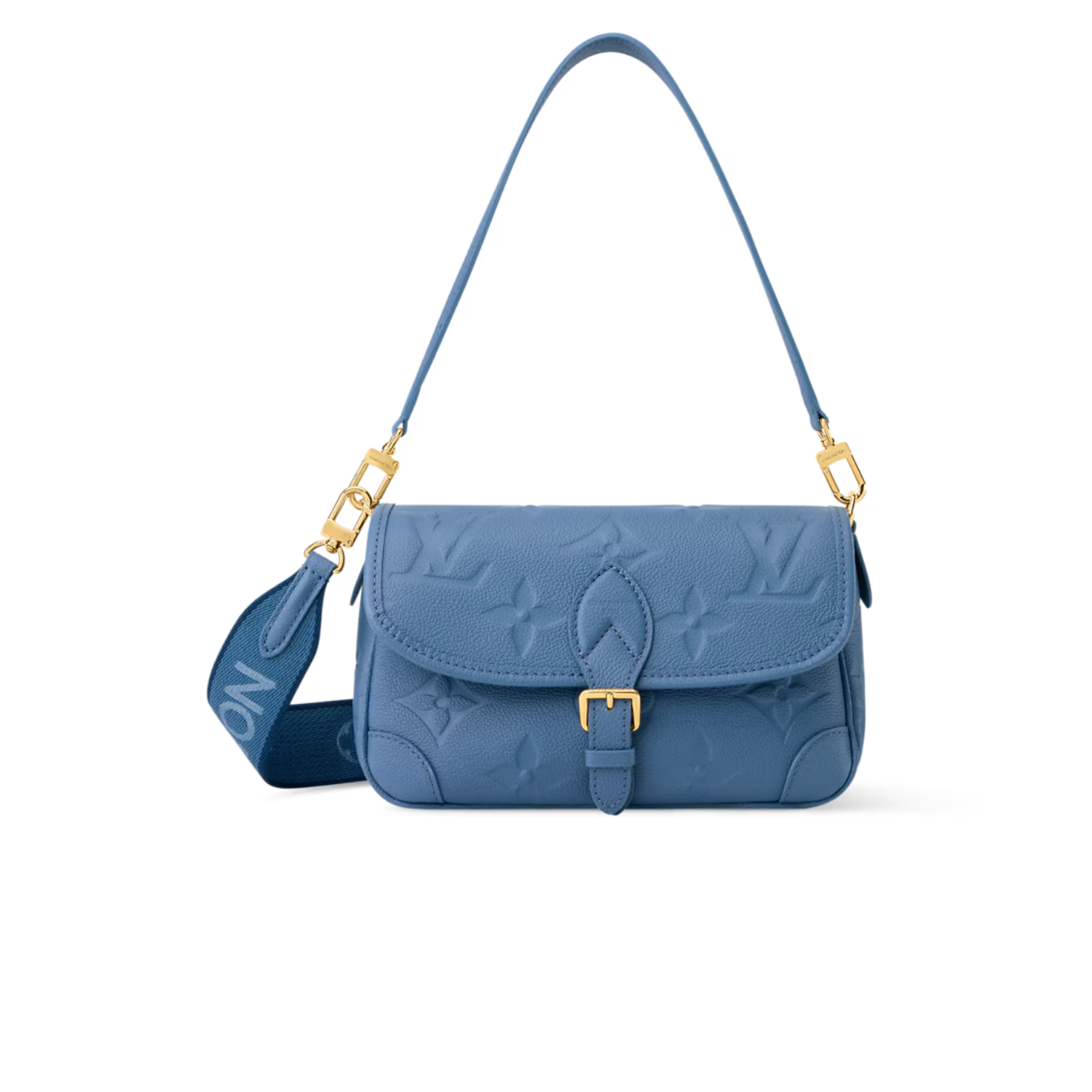 L0vis Vvtt0n Diane Shoulder Bag 9.4in/ 24cm Blue Jean Gold Hardware For Women M27362