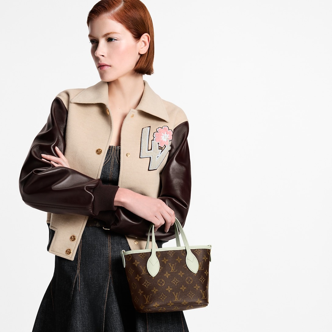 L0vis Vvtt0n Neverfull Bandoulière Inside Out BB Tote Bag 10.4in/ 26cm Monogram Celadon Gold Hardware For Women M28236