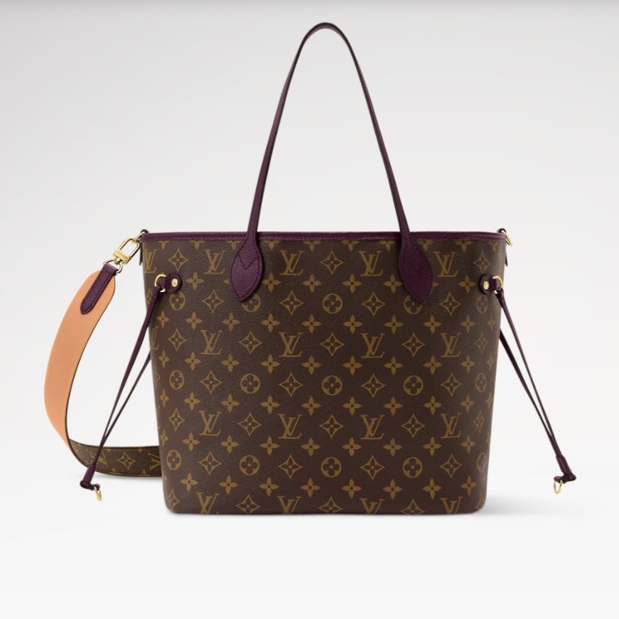 L0vis Vvtt0n Neverfull Inside Out MM Tote Bag 12.2in/ 31cm Monogram/ Purple Gold Hardware For Women M28377