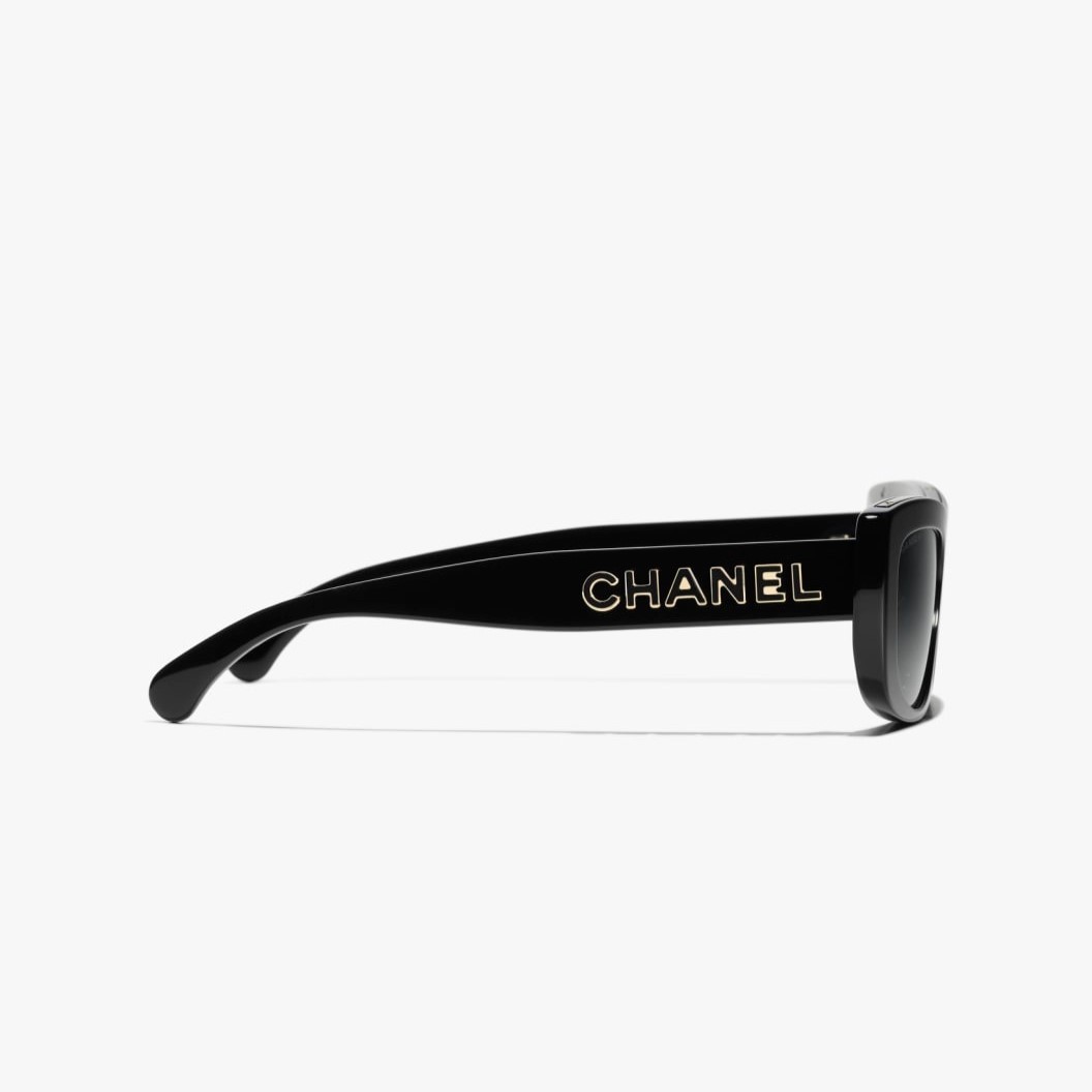 Ch**el Rectangle Sunglasses Black For Women A71760 X08101 S2214
