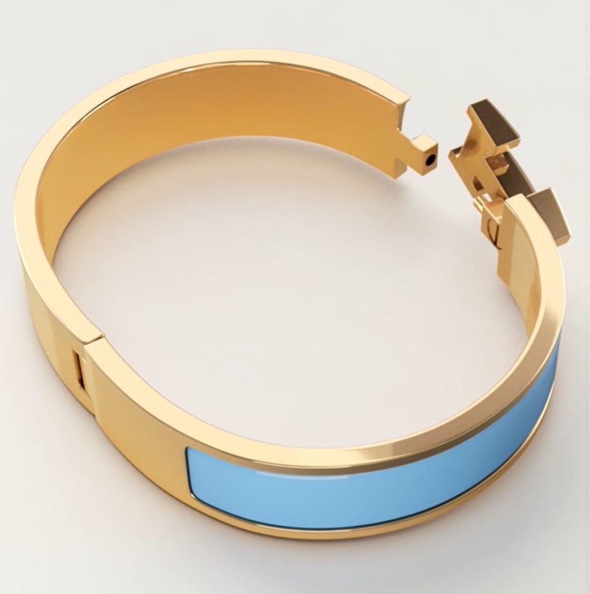 H**me5 Clic H Bracelet Bleu Orage Gold Hardware For Women H700001F 6TGM