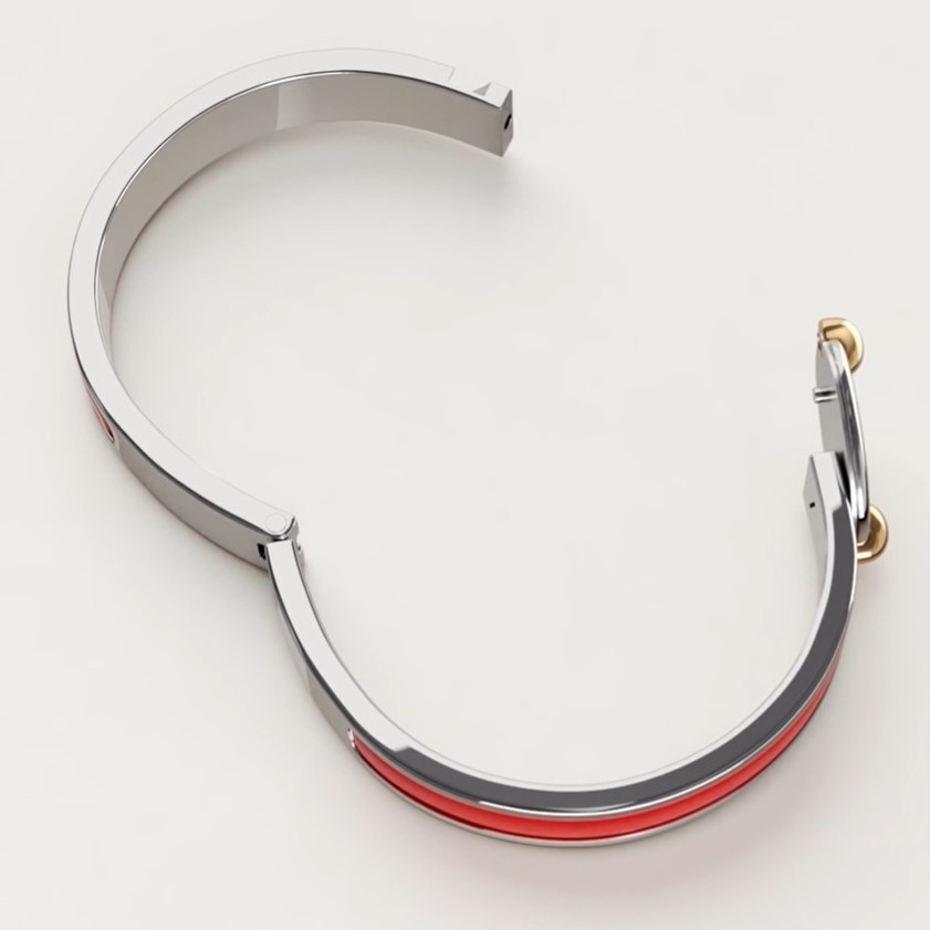 H**me5 Mini Clic Chaine D Ancre Bracelet Rouge Amarante Silver Hardware For Women H209000FP94PM