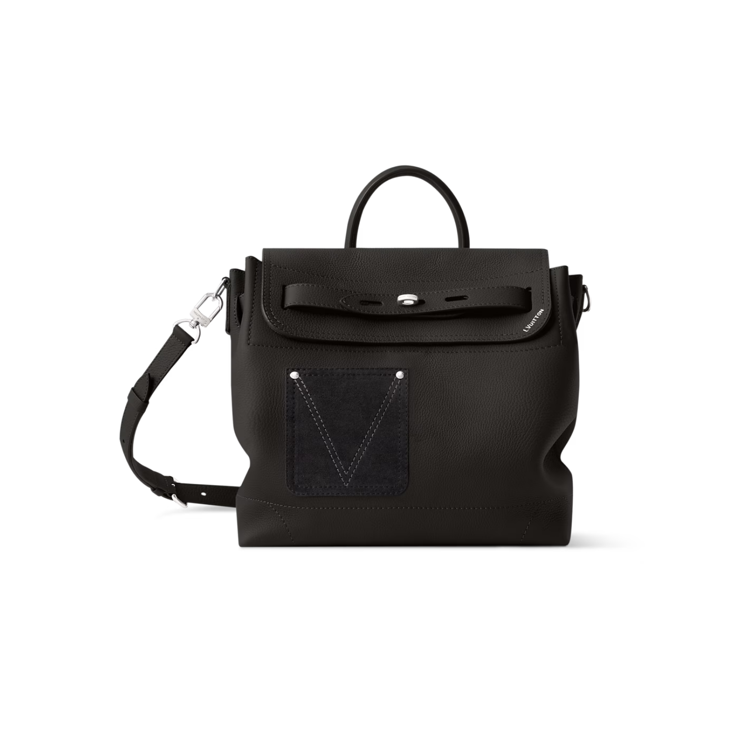 L0vis Vvtt0n Steamer 30 Top Handle Bag 12.6in/ 32cm Black Silver Hardware For Men M27061