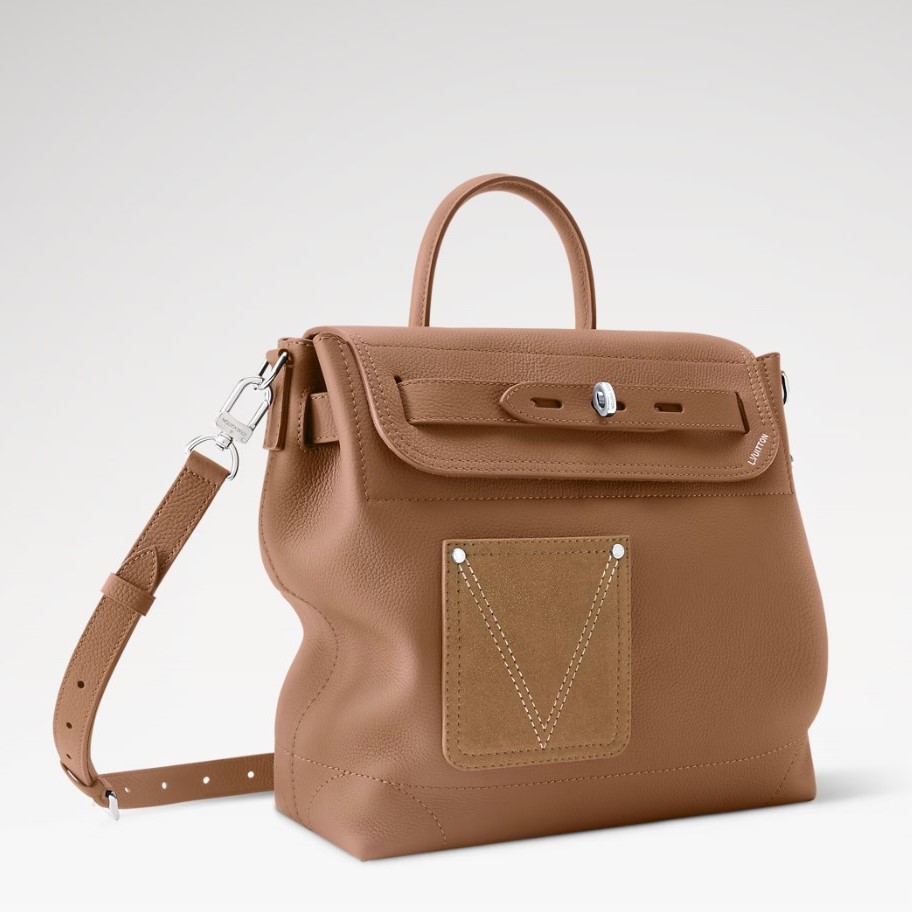 L0vis Vvtt0n Steamer 30 Top Handle Bag 12.6in/ 32cm Tan Silver Hardware For Men M26758