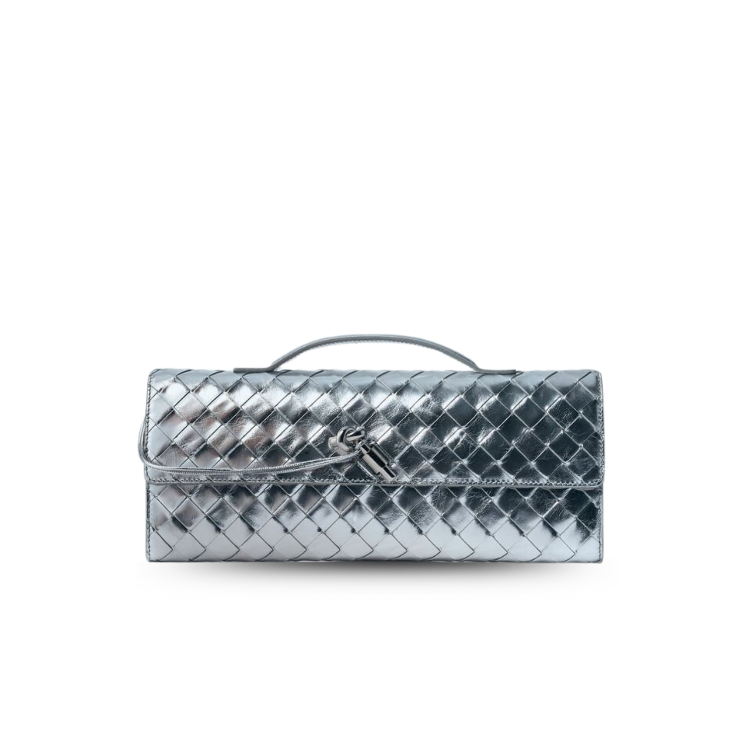 B0tt*ga Ven*ta Andiamo Clutch 12.2in/ 31cm Silver Metallic Silver Hardware For Women