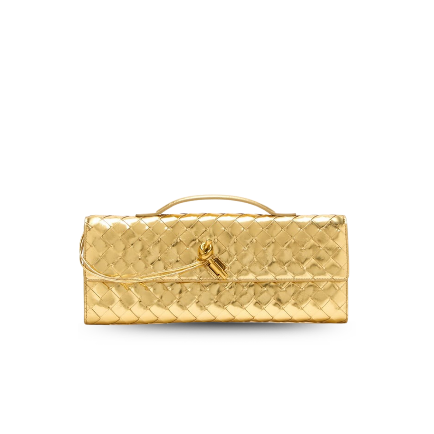 B0tt*ga Ven*ta Andiamo Clutch 12.2in/ 31cm Gold Metallic Gold Hardware For Women 741511V4P128922