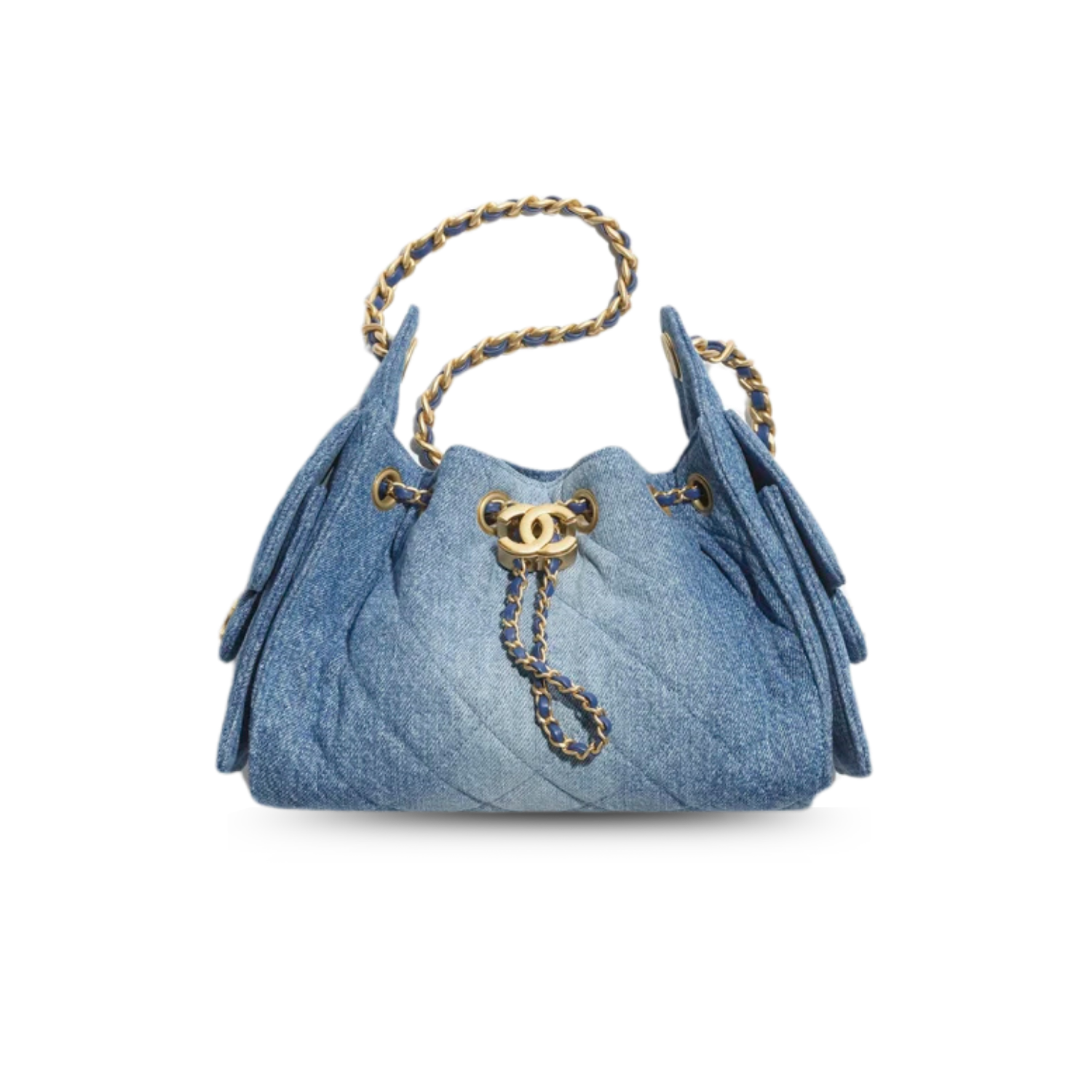 Ch**el 25 Mini Shoulder Bag 8.7in/ 22cm Blue Gold Hardware For Women AS5631-B23556-U7740