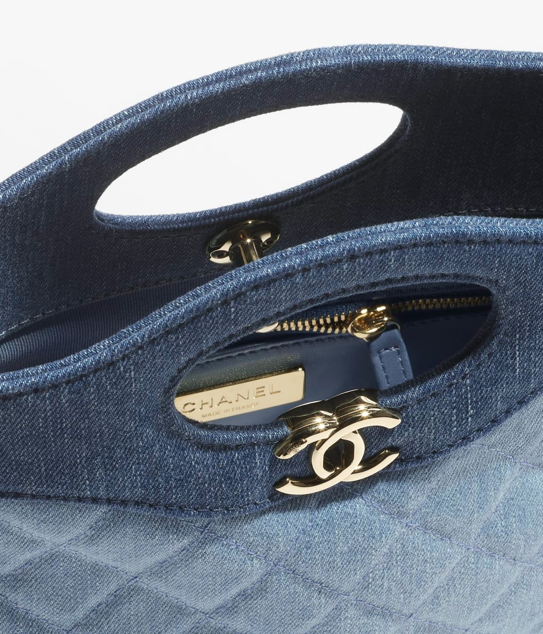 Ch**el 31 Shopping Mini Crossbody Bag 9.1in/ 23cm Blue Gold Hardware For Women AS4133-B23555-U7721