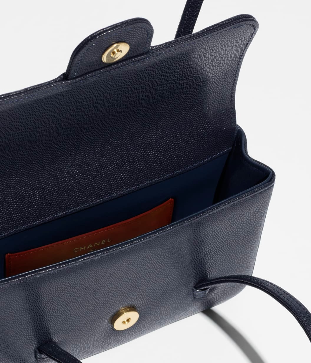 Ch**el Clutch With Leather Strap Shoulder Bag 6.7in/ 17cm Dark Blue Gold Hardware For Women AP5068-B23204-U2366