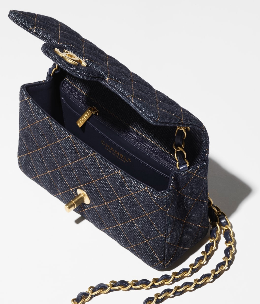 Ch**el Classic Mini Crossbody Bag 7.9in/ 20cm Dark Blue Gold Hardware For Women A69900-B23660-U7663