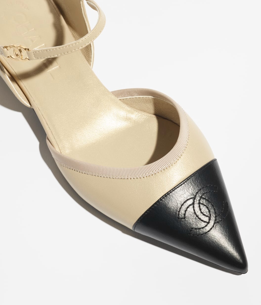 Ch**el Slingbacks Beige/ Black For Women G47083-B23427-U7319