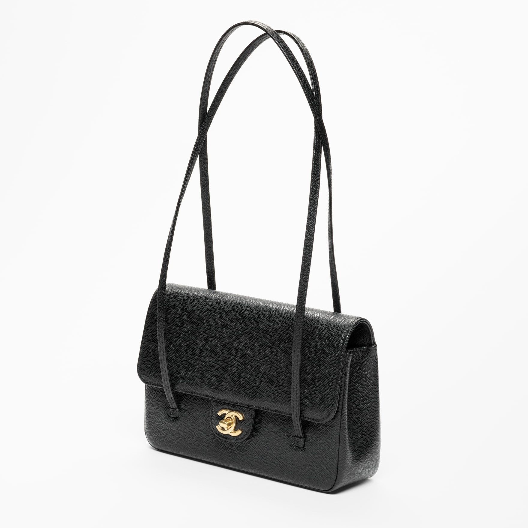 Ch**el Flap Bag Small Shoulder 8.7in/ 22cm Black Gold Hardware For Women AS6130-B23483-94305