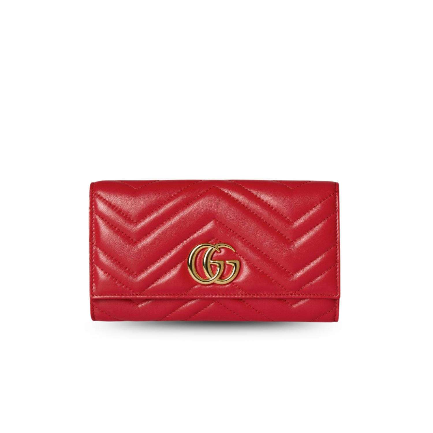 Gvc*1 GG Marmont Continental Wallet 7.5in/ 19cm Bright Red Gold Hardware For Women ‎443436 AAGJE 6406