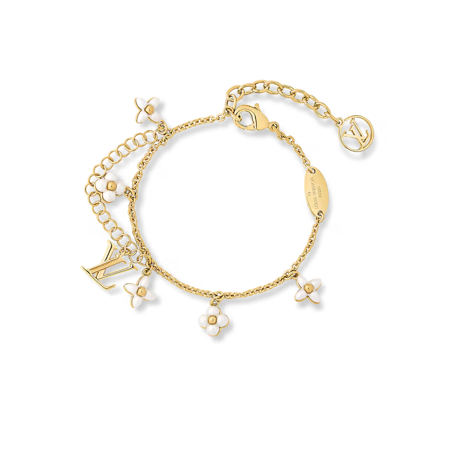 L0vis Vvtt0n LV Floragram Bracelet White Gold Hardware For Women M0940A